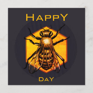 Invitación Feliz día B Abejas de miel naranja cumpleaños dive