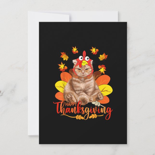 Invitación Feliz Día de Acción de Gracias a un gato turco Nav (Anverso)