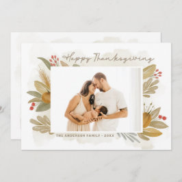Invitación Feliz Día de Acción de Gracias. Acuarela rústica b
