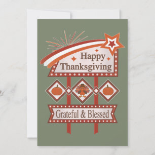 Invitación Feliz Día de Acción de Gracias Agradecido y Bendit