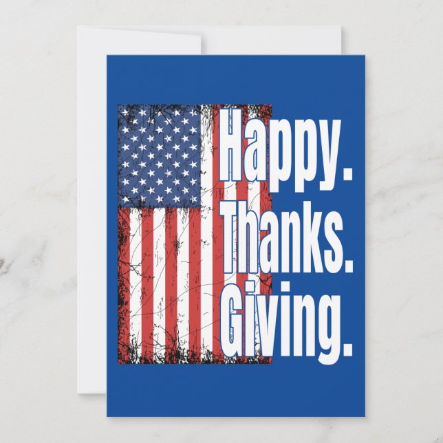 Invitación Feliz Día de Acción de Gracias Bandera Americana (Anverso)