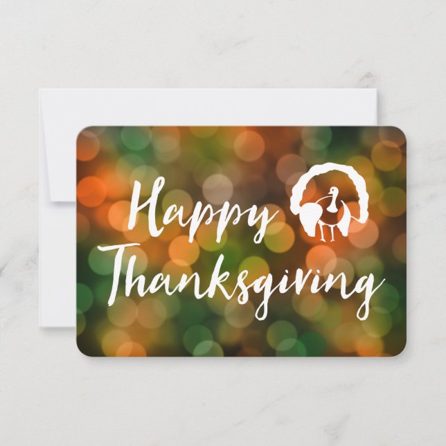 Invitación Feliz Día de Acción de Gracias (bokeh fall lights) (Anverso)