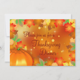 Invitación Feliz Día de Acción de Gracias Coloridas hojas de 