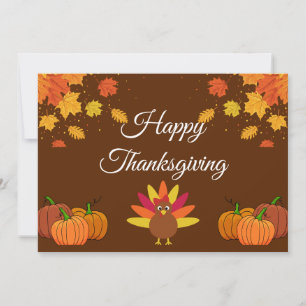Invitación Feliz Día de Acción de Gracias con Hojas, Calabaza