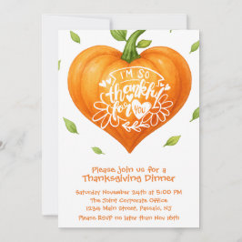 Invitación Feliz Día de Acción de Gracias Corazón Agradecido