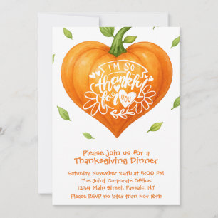 Invitación Feliz Día de Acción de Gracias Corazón Agradecido