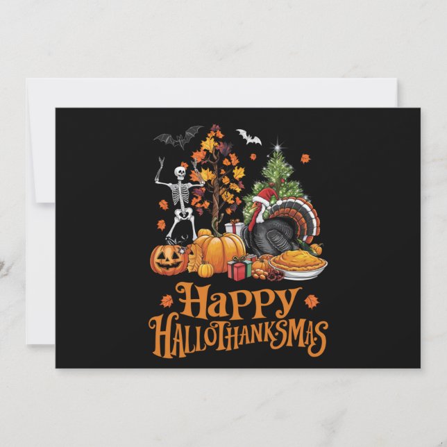 Invitación Feliz Día de Acción de Gracias de Hallothanksmas (Anverso)