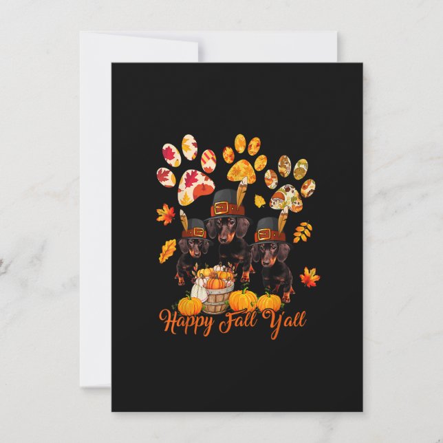 Invitación Feliz Día de Acción de Gracias de Otoño Tres Dachs (Anverso)