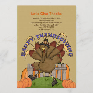 Invitación Feliz Día de Acción de Gracias Pavo