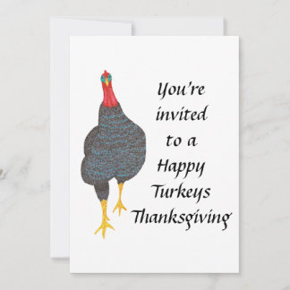 Invitación Feliz Día de Acción de Gracias Vegetariano en Turq