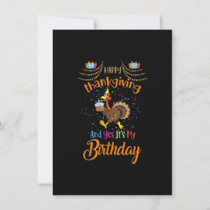 Invitación Feliz Día de Acción de Gracias y sí, es mi cumplea