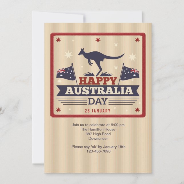 Invitación Feliz Día de Australia (Anverso)