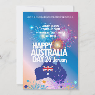 Invitación Feliz Día de Australia Festival de Fuegos Artifici