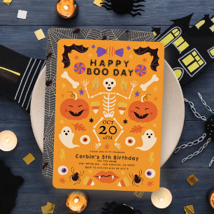 Invitación Feliz Día de Boo Esqueleto y Fantasmas Cumpleaños