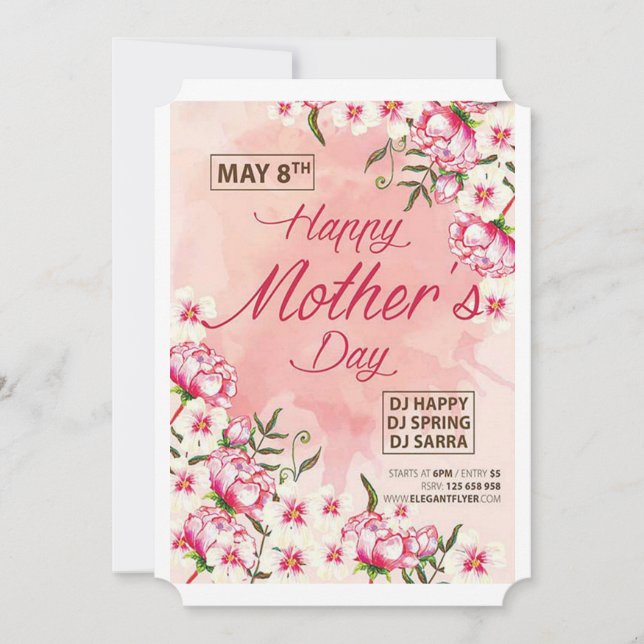 Invitación Feliz día de la madre. (Anverso)