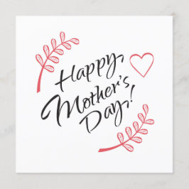 Invitación Feliz Día de la Madre Flores Hermosas Caligrafía