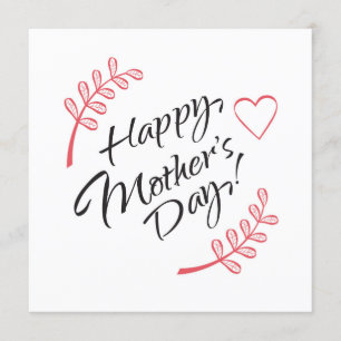 Invitación Feliz día de la madre, hermosa caligrafía de flore