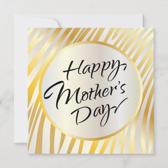 Invitación Feliz día de la madre, hermosa caligrafía de oro (Anverso)