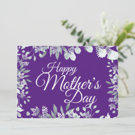 Invitación Feliz día de la madre tipografía floral púrpura bl