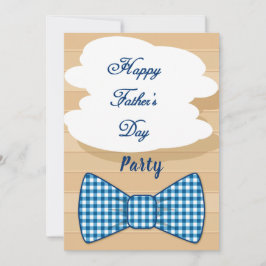 Invitación Feliz Día de los Padres Blue Plaid Bow Tie Cookout