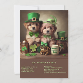 Invitación Feliz Día de San Patricio, adorables cachorros Gor