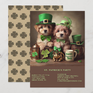 Invitación Feliz Día de San Patricio, adorables cachorros Gor