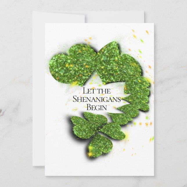 Invitación Feliz Día de San Patricio, dejen que empiecen los  (Anverso)