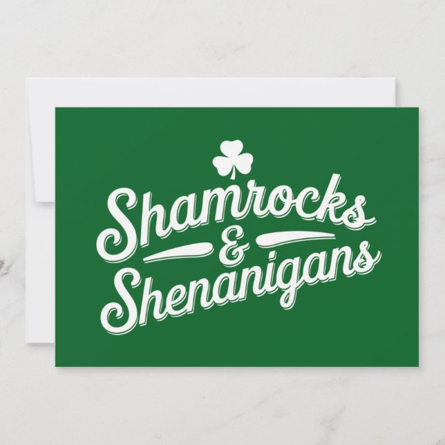 Invitación Feliz Día de San Patricio, Lucky Shamrock&Shenanig (Anverso)