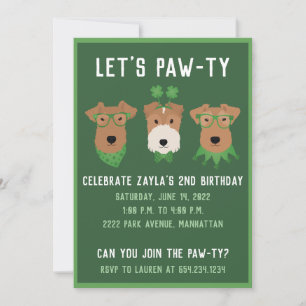 Invitación Feliz día de San Patricio perros Terrier Galés de