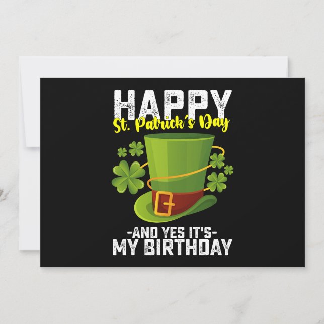 Invitación Feliz día de San Patricio y sí es mi cumpleaños (Anverso)