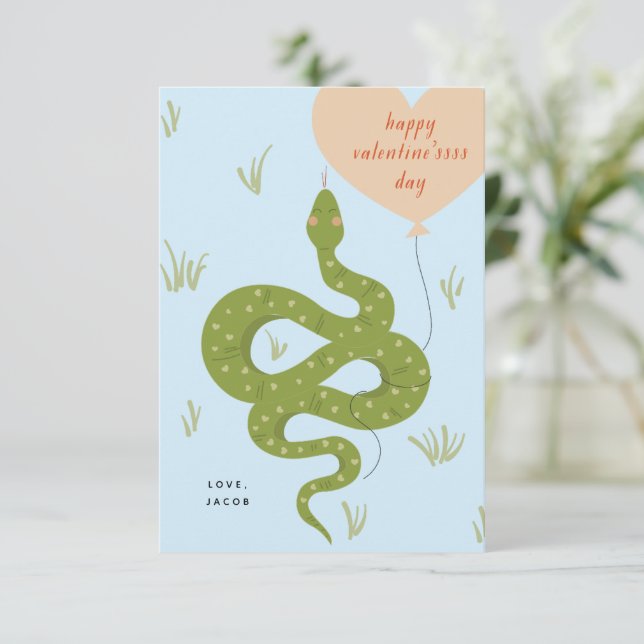 Invitación Feliz Día de San Valentín azul (Anverso de pie)
