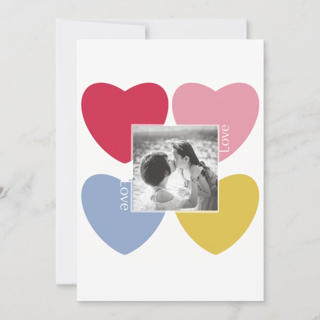 Invitación Feliz Día de San Valentín - collage de fotos de lo (Anverso)