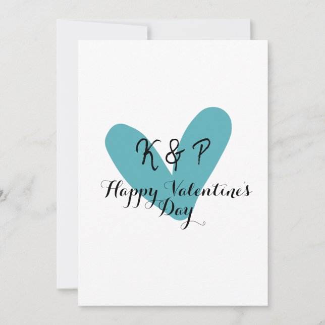 Invitación Feliz día de San Valentín corazón turquesa nombre  (Anverso)
