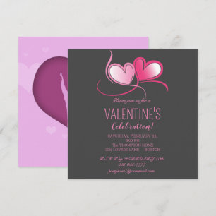 Invitación Feliz Día de San Valentín, corazones dulces rosado