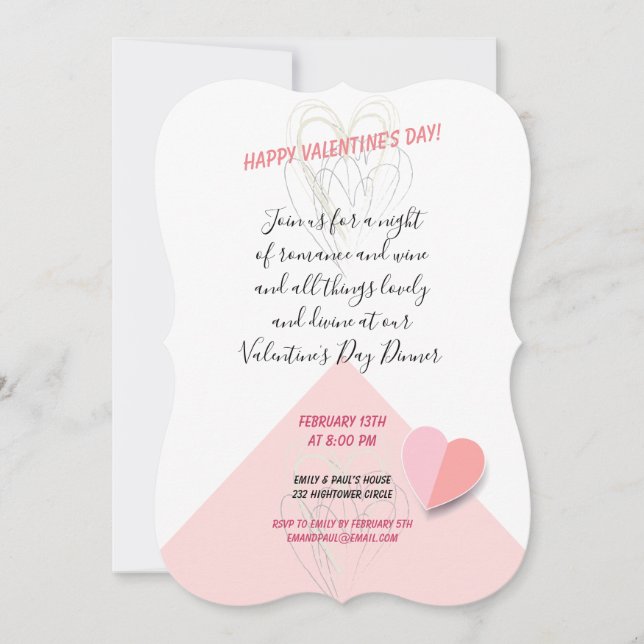 Invitación Feliz Día de San Valentín diseño moderno (Anverso)
