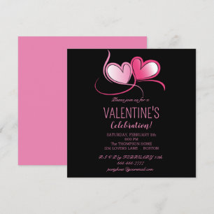 Invitación Feliz día de San Valentín, dulces corazones rosado