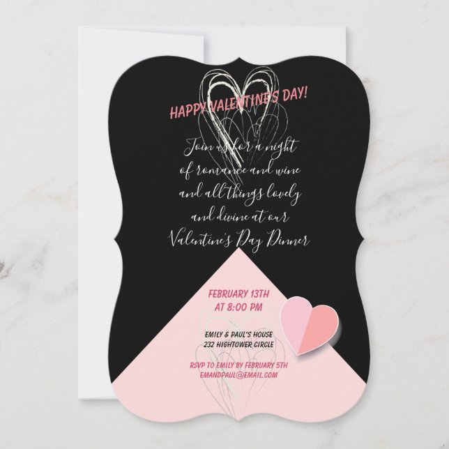Invitación Feliz Día de San Valentín encantador elegante (Anverso)