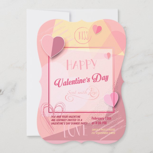 Invitación Feliz Día de San Valentín encantador elegante (Anverso)