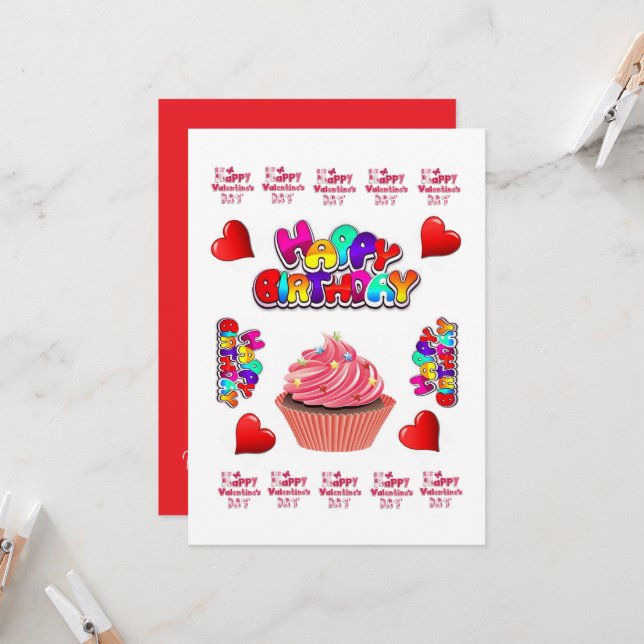 Invitación Feliz Día de San Valentín Feliz cumpleaños (Anverso/Reverso In Situ)