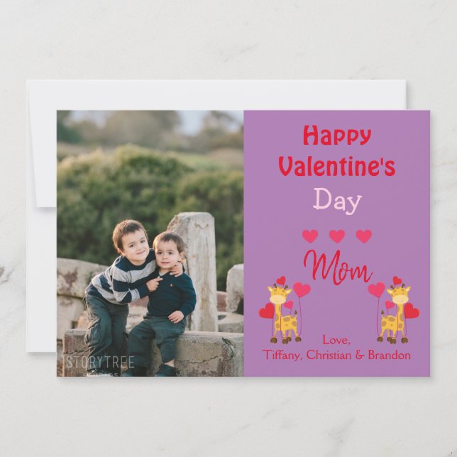 Invitación Feliz Día de San Valentín foto de mamá Safari (Anverso)