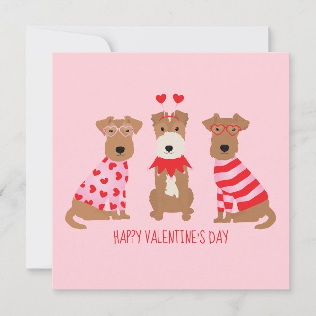 Invitación Feliz Día de San Valentín galés Wire Fox Terrier D (Anverso)