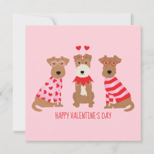 Invitación Feliz Día de San Valentín galés Wire Fox Terrier D