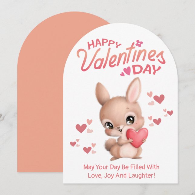 Invitación feliz día de San Valentín, lindo conejito amor tar (Anverso / Reverso)