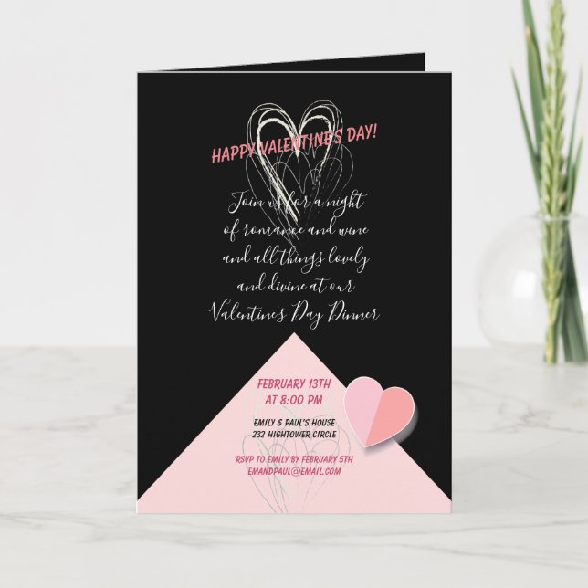 Invitación Feliz Día de San Valentín, muy elegante (Anverso)