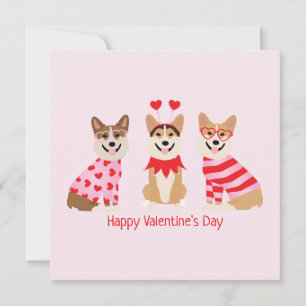 Invitación Feliz día de San Valentín Pembroke Welsh Corgi Per