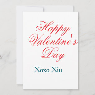 Invitación Feliz día de San Valentín rojo azul xoxo amor nomb