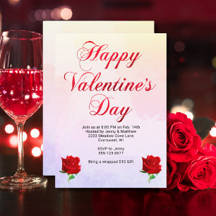 Invitación Feliz Día de San Valentín suave pastel Fiesta de r