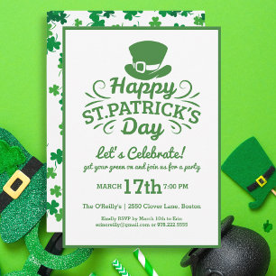 Invitación Feliz Día de Santo Patrocinador Fiesta Leprechaun