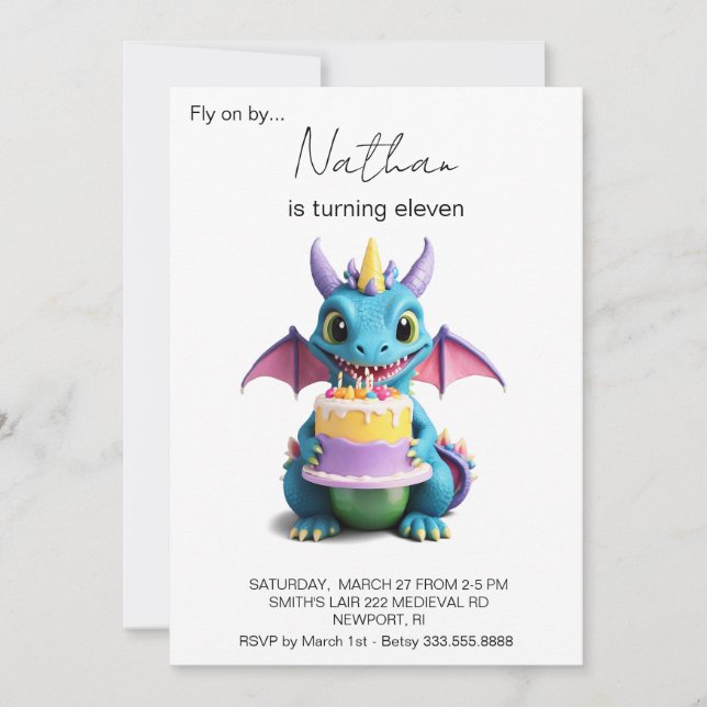 Invitación *~* Feliz Día del Aniversario del Dragón Infantil  (Anverso)