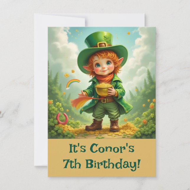 Invitación Feliz Día del Niño de Leprechaun (Anverso)